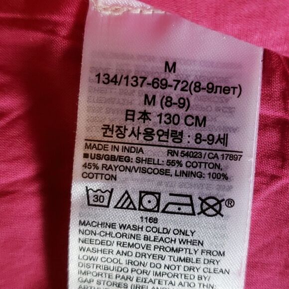 GAP KIDS Girls Tiered Split Neck Dress Acai Berry Pink medium/8 - Picture 3 of 9